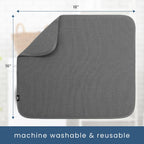 Dual Sided Microfiber Absorbent Kitchen Dish Drying Mat (Grey) 18" x 16"