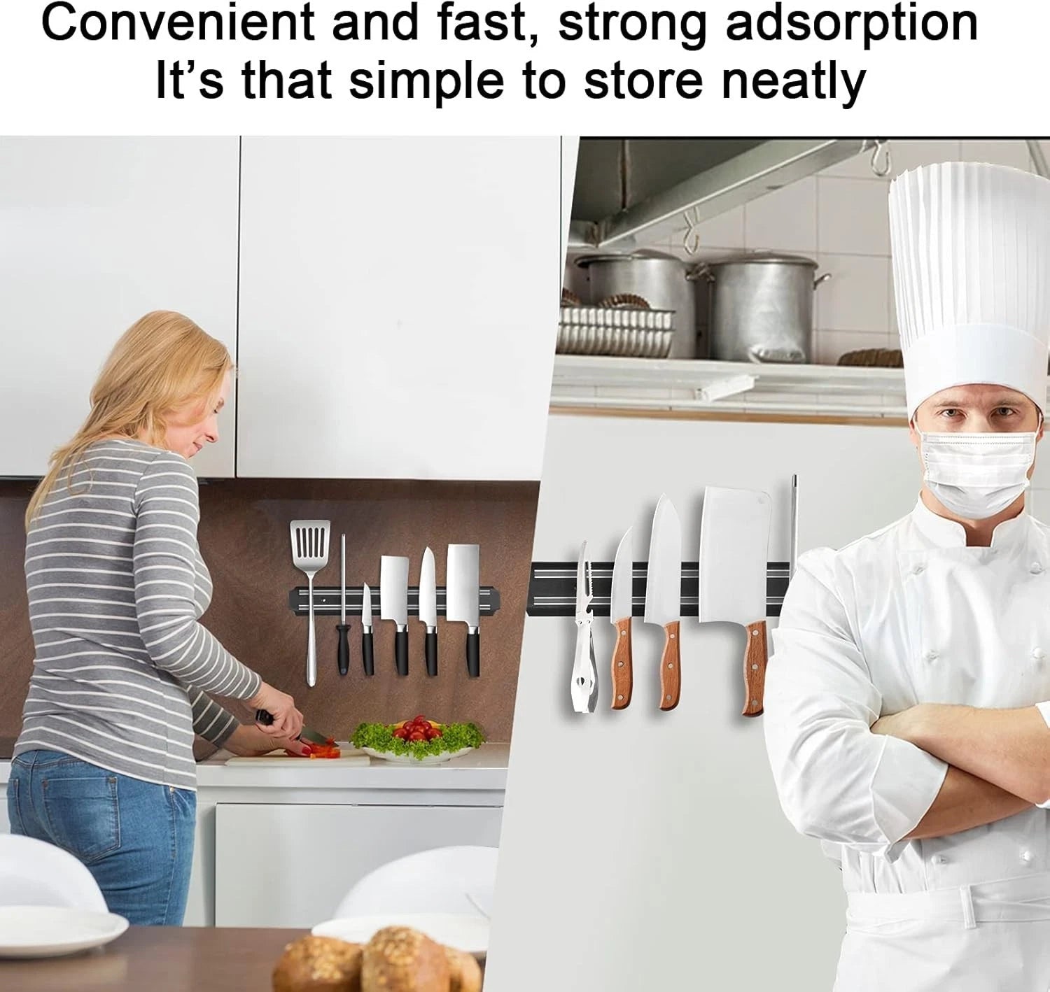 Kitchen Magnetic Knife Strip, Scissor Tool Holder 21.6 Inch