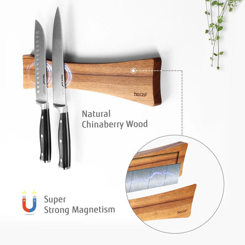 Magnetic Solid Wood Knife Wall Organizer 16Inches