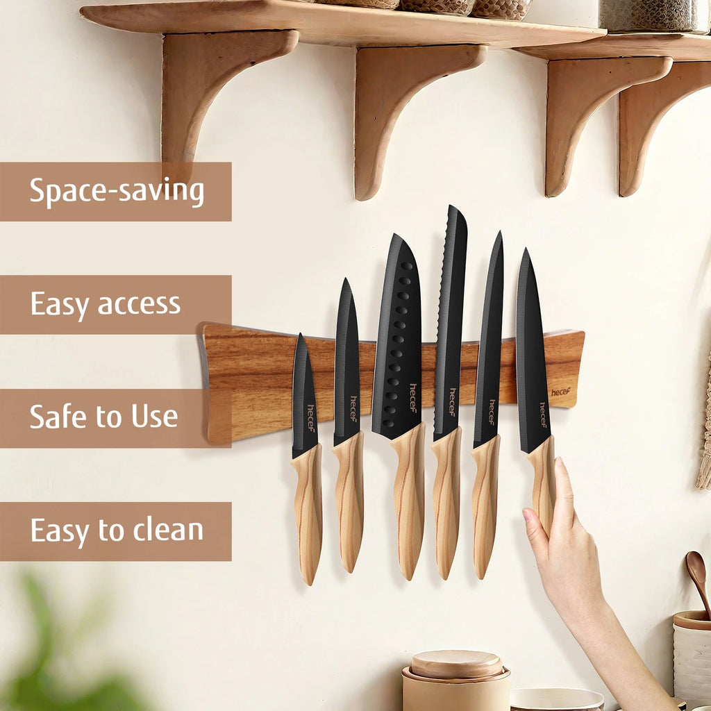 Magnetic Solid Wood Knife Wall Organizer 16Inches