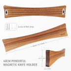 Magnetic Solid Wood Knife Wall Organizer 16Inches
