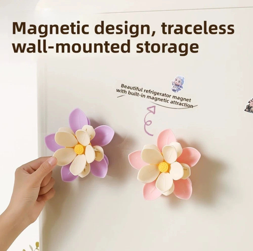 2-Pack Flower Magnetic Fridge Clips – 2-in-1 Double Layer Chip Bag Sealer for Kitchen