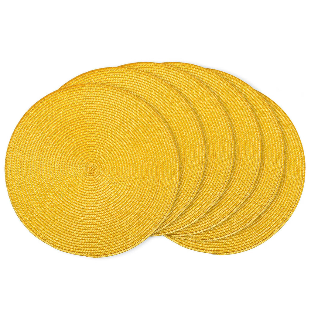 Round Braided Woven Kitchen Table Mats 15 inch, set of 6