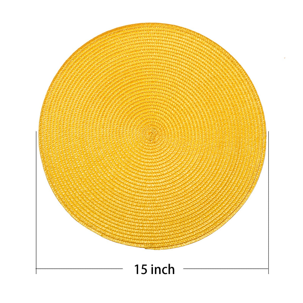 Round Braided Woven Kitchen Table Mats 15 inch, set of 6