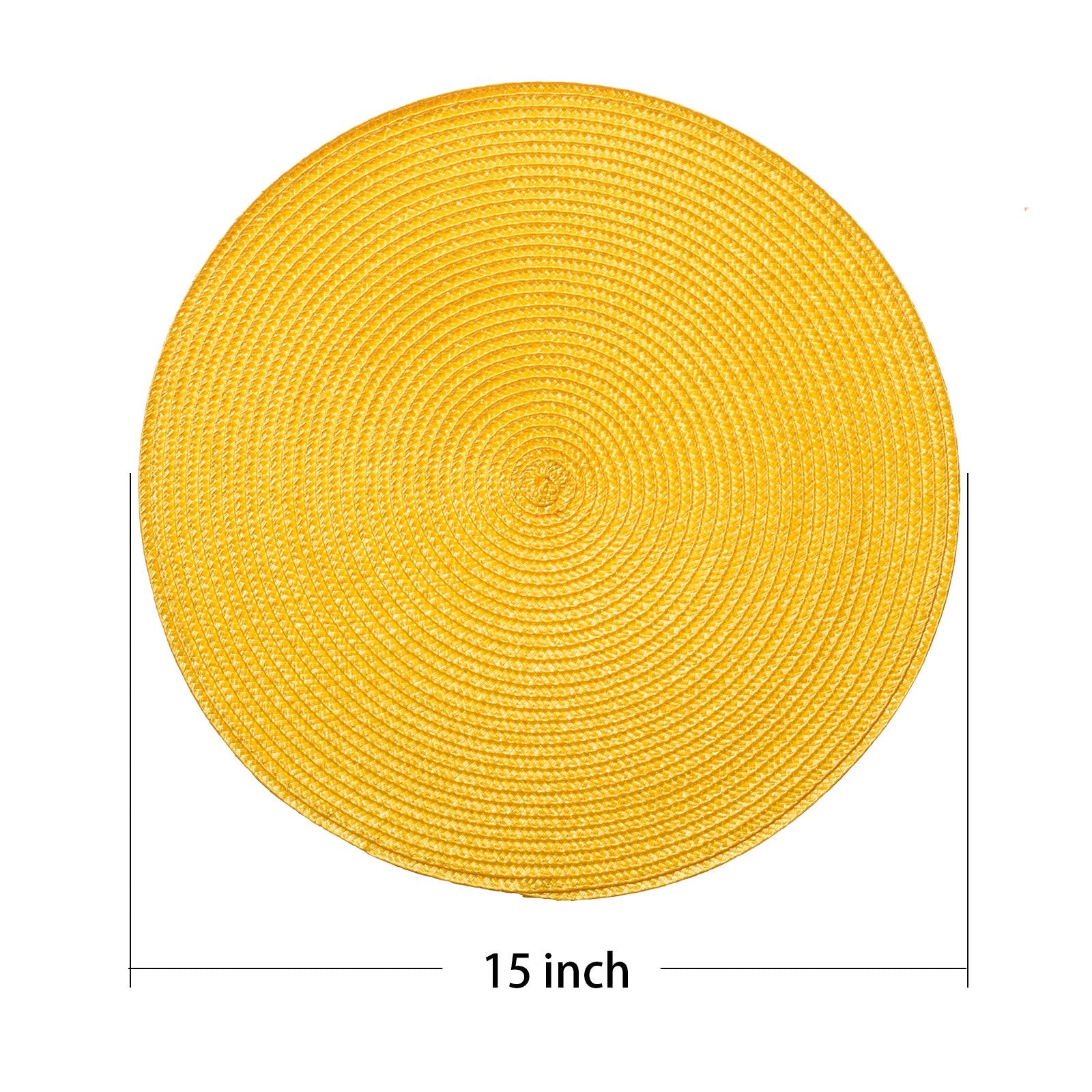 Round Braided Woven Kitchen Table Mats 15 inch, set of 6