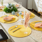 Round Braided Woven Kitchen Table Mats 15 inch, set of 6